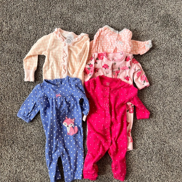 Zipper and buttons sleepers footed and footless lot of 16 newborn nb baby girl - Picture 3 of 5